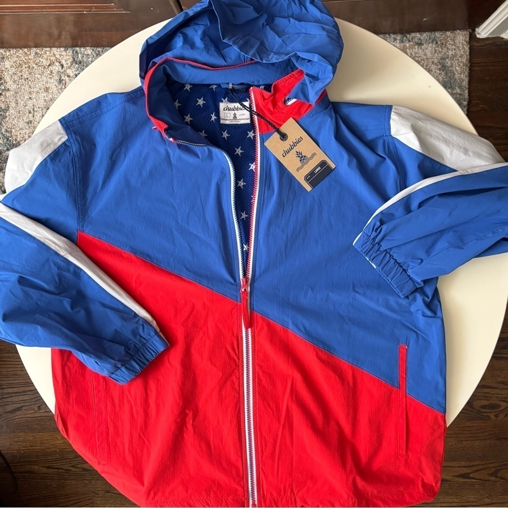 Chubbies Men’s The All Star Track Jacket Size Large New Mesh Lining Hooded
